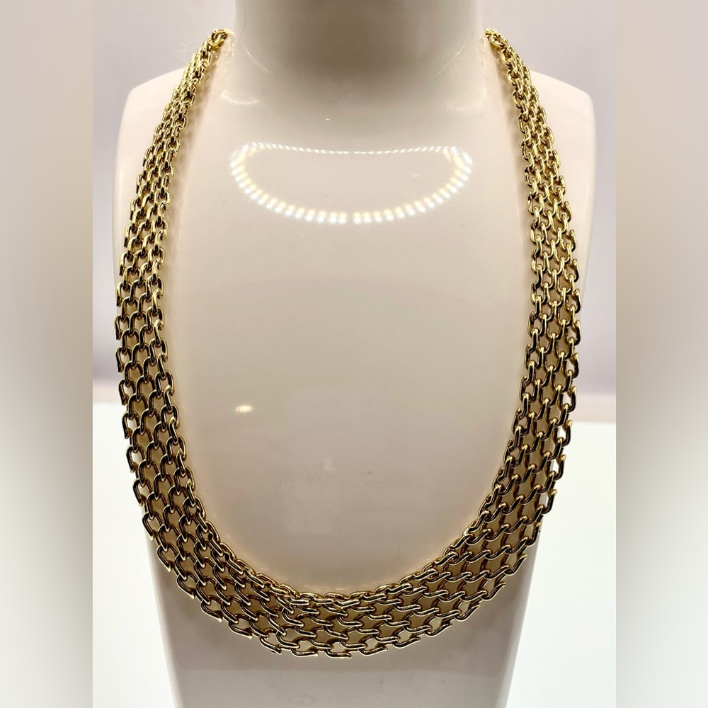 Vintage Signed 14KGP Linked Necklace Choker - Picture 3 of 8
